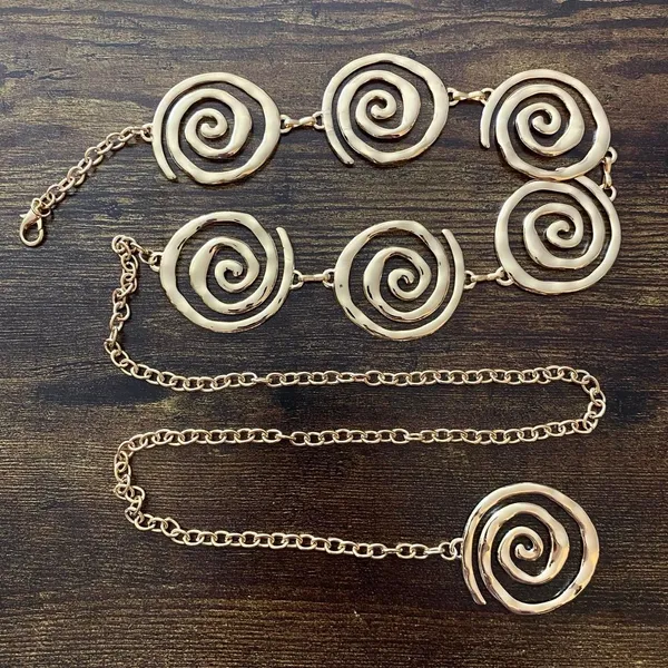 Gold Y2K Open Spiral Swirl Waist Chain Belt, Fits 19 to 41 Inches, X7GA1394 - Image 6