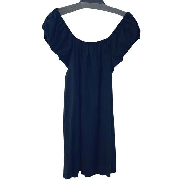 Madewell Womens Linen Blend Button Front Cap Sleeve Margie Mini Dress Black Sz 8 - Image 3