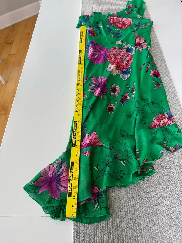 Roz & Ali Emerald Green Floral Asymmetrical One Shoulder Dress Size 6 - Image 8