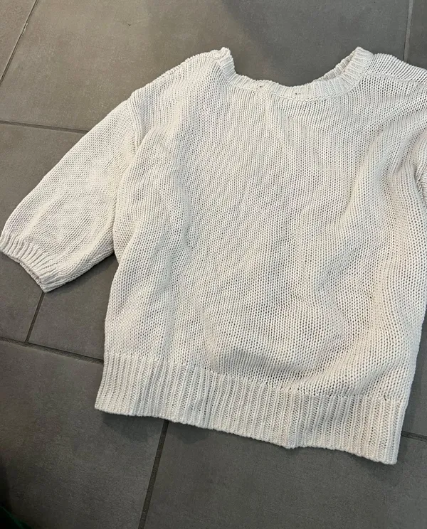 Vintage Short Sleeve Sweater White - Image 3