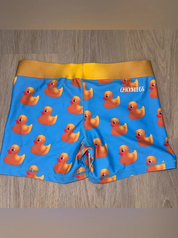 ChicknLegs Women’s Rubber Duck Pattern Athletic Shorts - Image 2