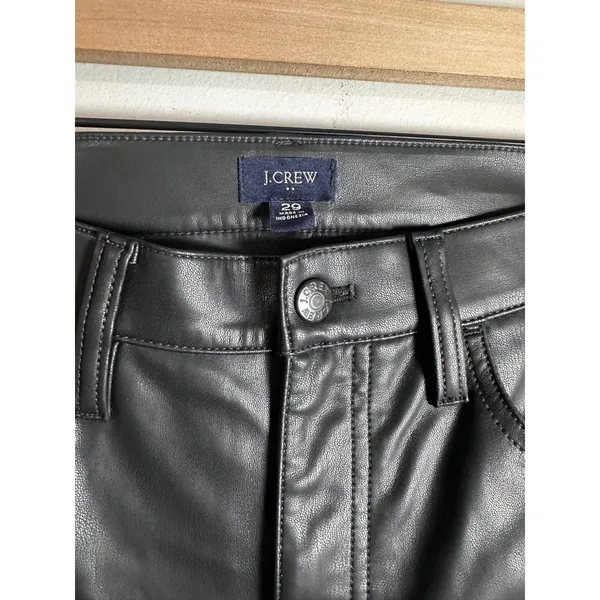 J.Crew Womens Black Faux Leather‎ Straight Leg Pants Mid Rise Size 29 NWOT - Image 5