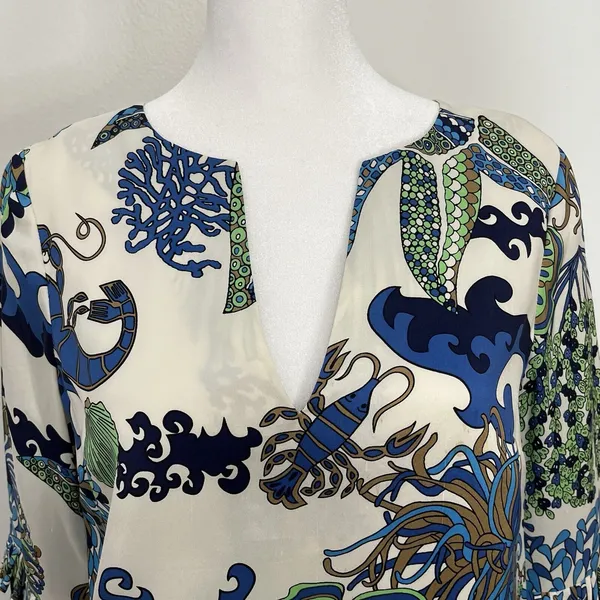 TIBI NEW YORK Colorful silk Tunic‎ blouse under the sea Tropical Resort size 6? - Image 2