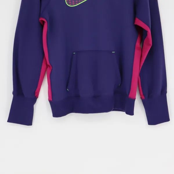 Nike Women's Therma-Fit Hoodie Size Medium Big Swoosh Purple Pink Athletic Green - Image 3