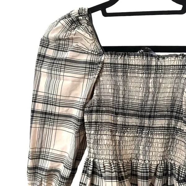 ZARA Smocked Peplum Style Linen Crop Top Sz Small‎ - Image 4
