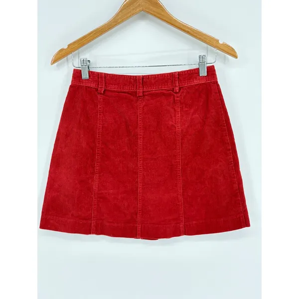 Very‎ J Corduroy Button Front Mini Skirt Small Rust Orange Boho Retro A Line - Image 4