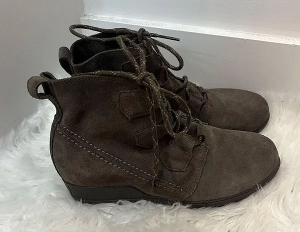 SOREL Evie Lace Wedge Booties Suede gray size 10 - Image 9