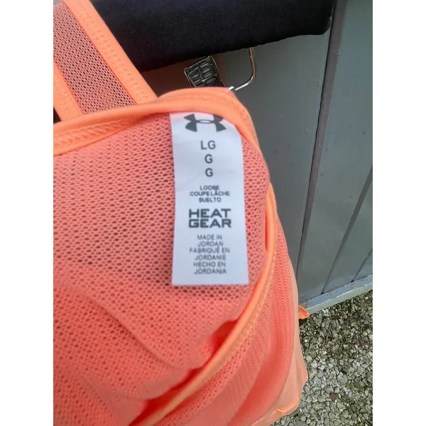 Under Armour HeatGear Women Large Orange Mesh Back Reflective Logo Tank Top - Image 2