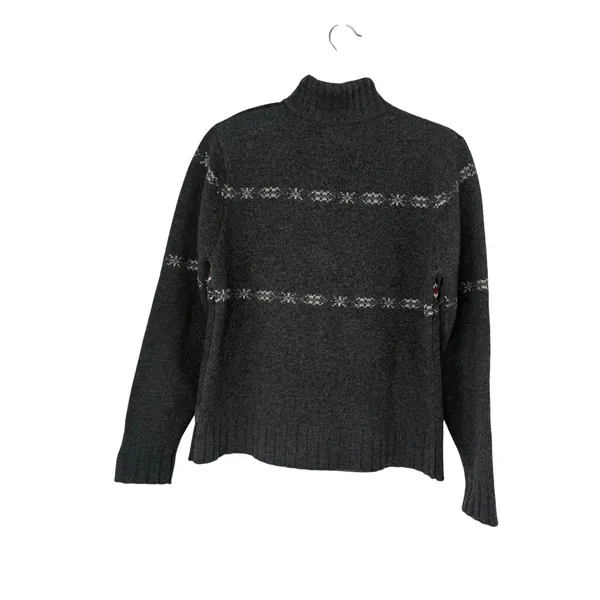Woolrich Women’s Onyx Heather Fair Isle Lambswool Sweater Medium Cabin Cozy - Image 2