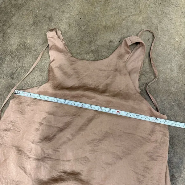 NWOT Wishlist Copper Gold Ruffle Satin Flowy Shift Slip Dress S - Image 6