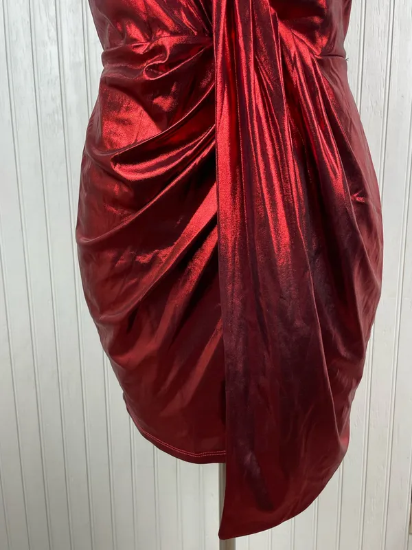 Revolve H:ours Lilith Dress Metallic Dark Red Size Small Draped Mini Going Out - Image 8