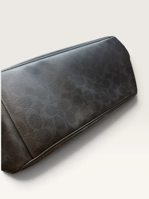 Coach Black Meadow Shoulder Bag in Signature Canvas Dual Straps Brown Interior - Image 13