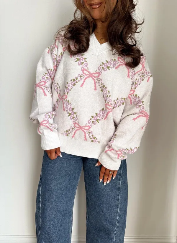 These Three Boutique Bow Sweater - Image 2