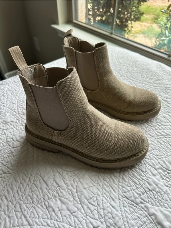 Beige Canvas Platform Chelsea Boots Dune London Chase - Image 5