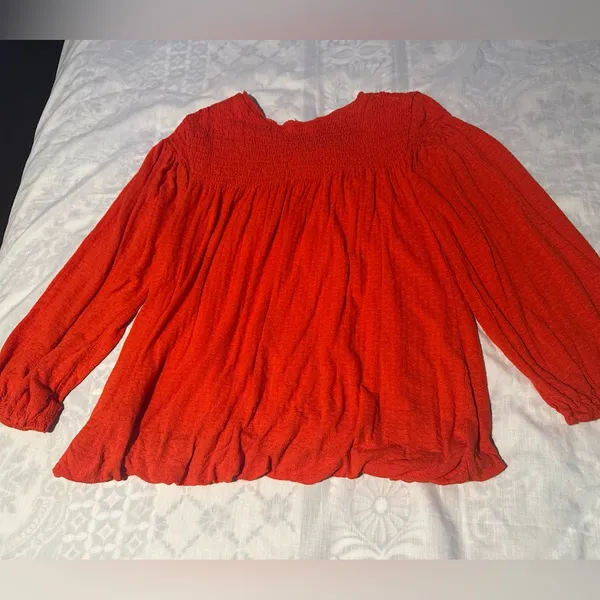 Free People Vibrant orange Blouse with Embroidery - Image 4