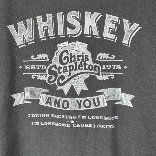 Chris Stapleton Whiskey Print Tee T-Shirt Short Sleeve Cotton Black ladies L - Image 2