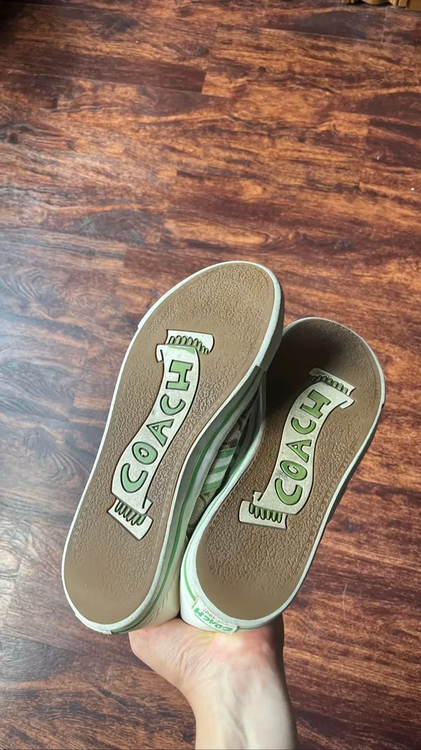 Vintage Coach Green Signature C Jacquard Polly Sneakers Sz 10 Y2K⁠ - Image 11