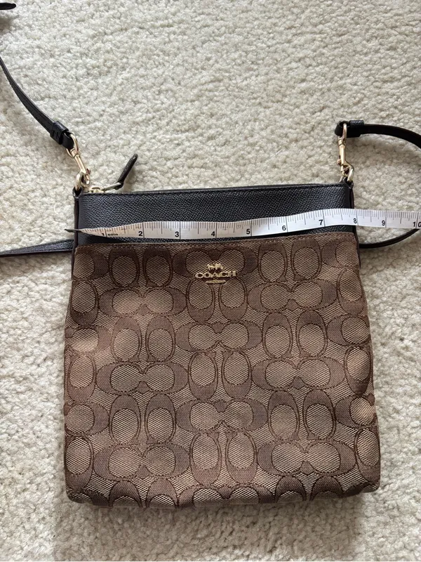 Coach Brown Signature Crossbody with Black Leather Trim - Image 5