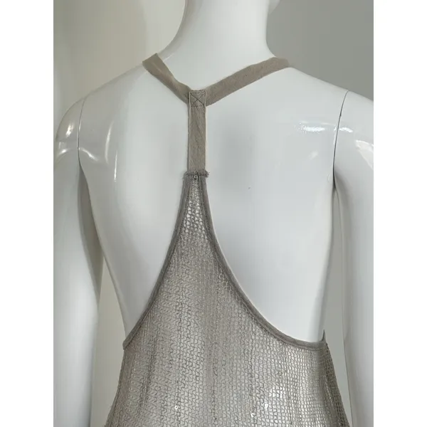 Women’s Crochet Tank Top Brown Open Knit Sequin Boho Festival Size L Hippie - Image 7