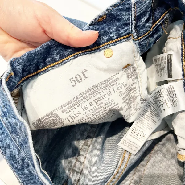 Levi's Original 501 100% Cotton Mid Rise Button Fly Denim Straight Jeans Blue 25 - Image 5
