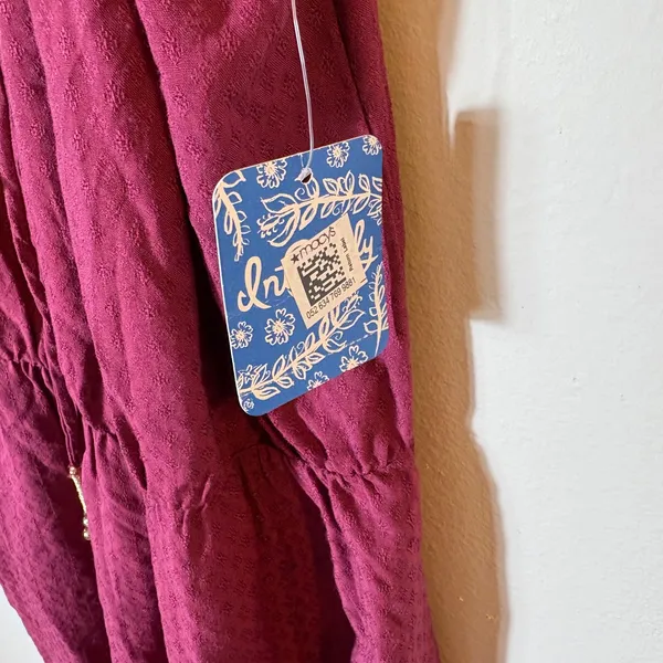 NWT Intimately Free People Burgundy Tie Front Mini Dress Size Medium‎ - Image 2
