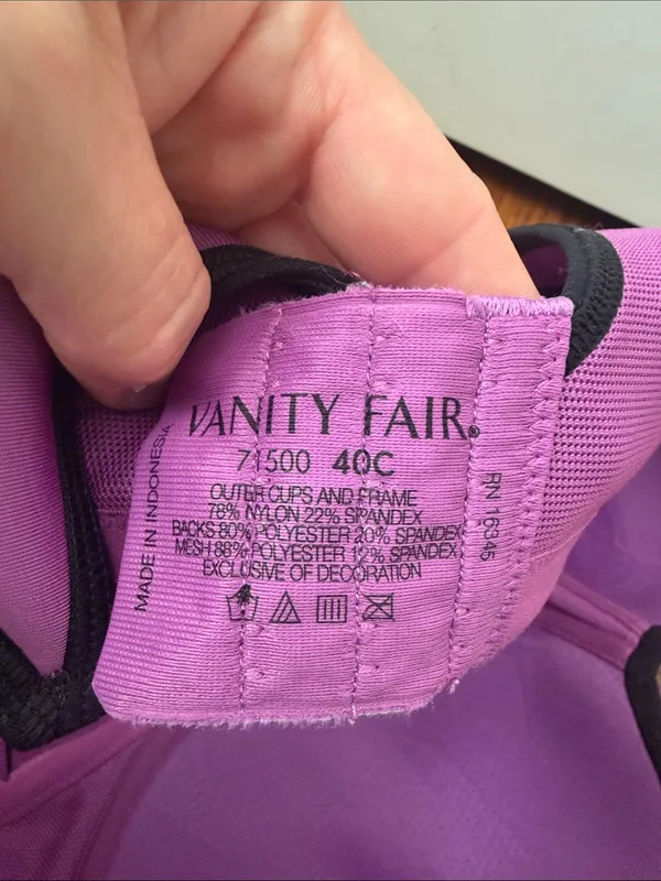 Vanity Fair Seamless Support Sports Bra Size 40C Purple - Image 3
