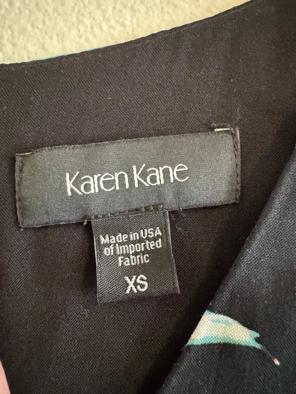 Karen Kane Black Midi Dress with White & Orange Floral Print - Image 2