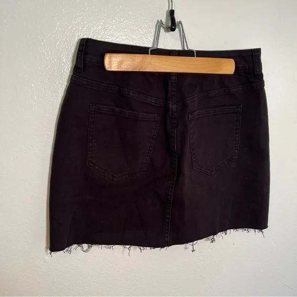 Pacsun Womens Size 26 Button Front Denim Mini Skirt Black Cut Off Stretch Cotton - Image 8