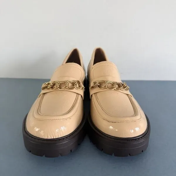 Sam‎ Edelman Taelor Chain Lug Sole Patent Leather Wheat Platform Loafers - Image 3