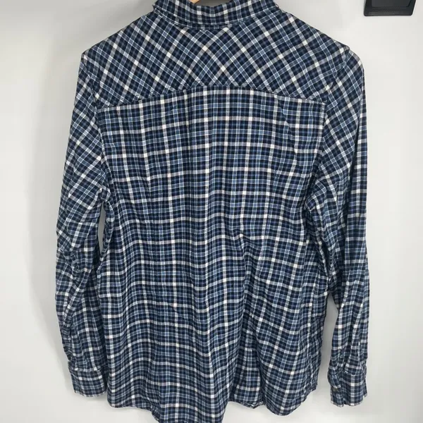 Eddie Bauer Blue White Plaid Flannel Button Down Shirt Womens XL Long Sleeve - Image 3