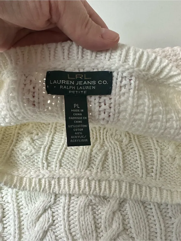Lauren Ralph Lauren Cable Knit Soft Cotton Blend Chunky Open Knit Sweater Size L - Image 7