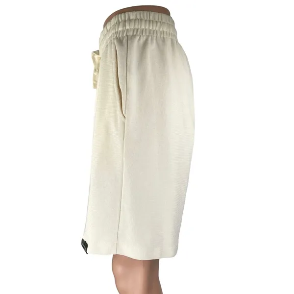 Zara Women's Cream White High Rise Elastic Waist Wide Leg Lounge Sweat Shorts L - Image 2