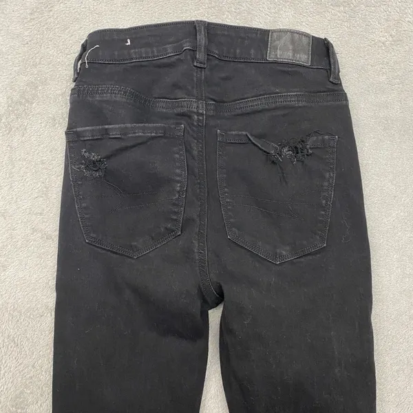 American‎ Eagle Jeans Womens 2 Black Wash High Rise Jegging Ripped Distressed - Image 10