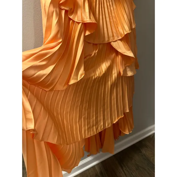AMUR Orange Janey Tiered Ruffle Strapless Midi Pleated Fully Lined Dress size 6 - Image 9