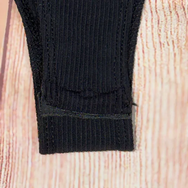 Edikted Black Ribbed Strapless Cutout One-Piece Bodysuit Medium - Image 3