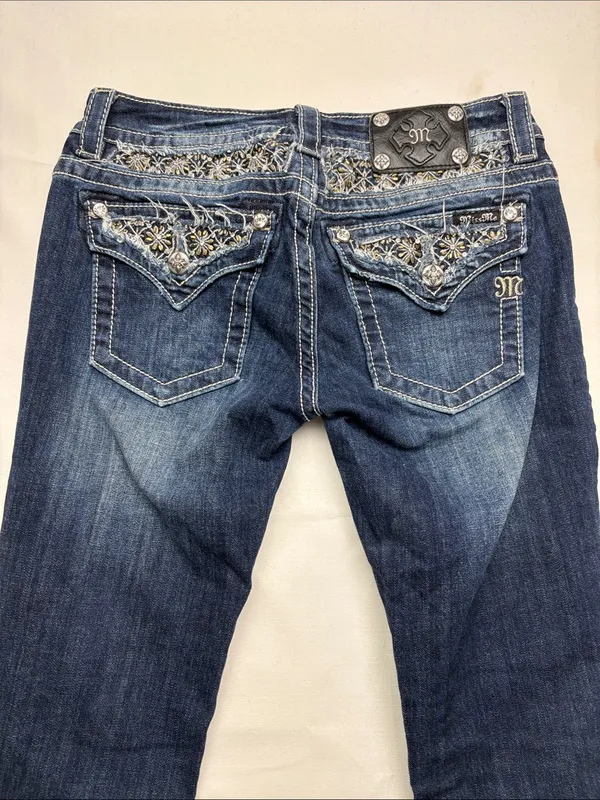 Miss me size 29 Women’s Dark Blue Skinny Jeans western embellished cowgirl rodeo - Image 12