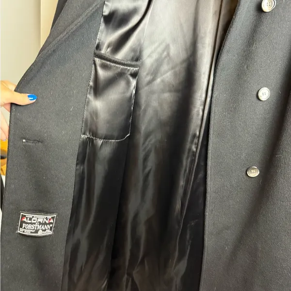 Vtg ALORNA 100% Wool Long Fur Collar Jacket Overcoat - Image 14