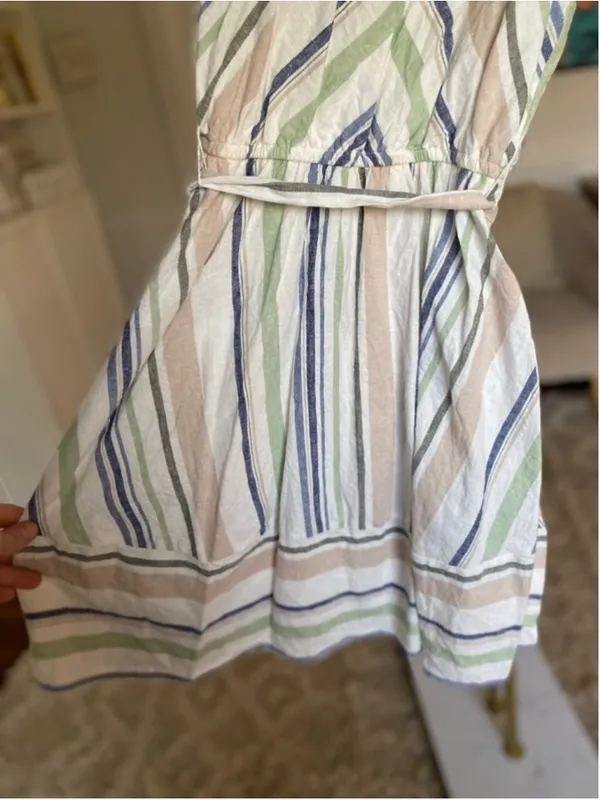 Mi Ami Linen Halter Mini Dress XXS Coastal Cottagecore Quiet Luxury Preppy Beach - Image 3