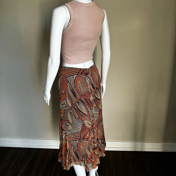 Dana Buchman Tribal Asymmetrical Silk Midi Skirt Size 10 - Image 9