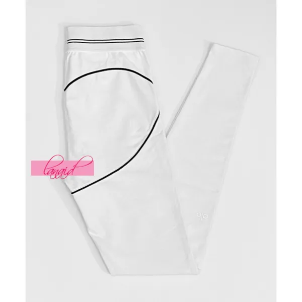 Alo Airbrush High-Waist Heart Throb Leggings White Black Hi-Rise Waisted Tights - Image 9