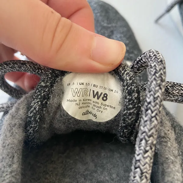 EUC Allbirds women’s dark gray wool warm‎ lace up tie athletic running sneakers - Image 6