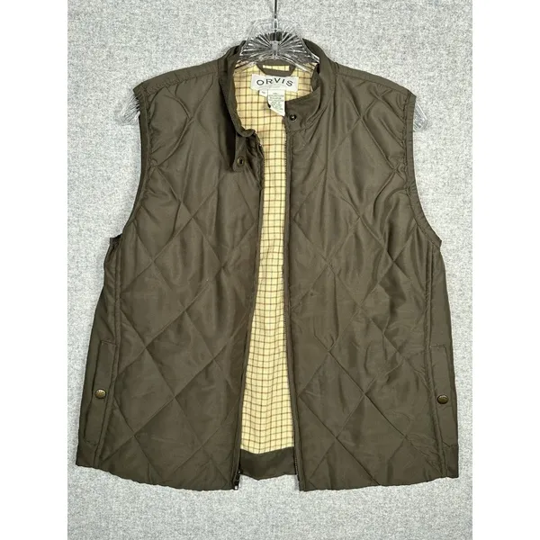 Orvis Size 10 Womens Quilted‎ Vest Full Zip Olive Green Sleeveless Lightweight - Image 9