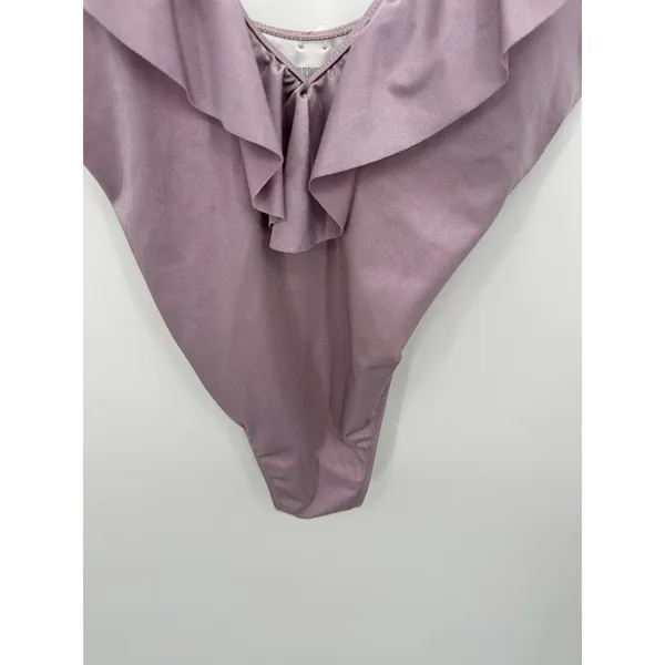 Victoria's Secret Womens Purple Ruffle Deep V Bathing Suit Sz M NWT Swimsuit‎ - Image 3