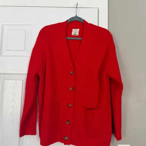 Billabong Red Button Down Sweater Cardigan Holidays Christmas - Image 5