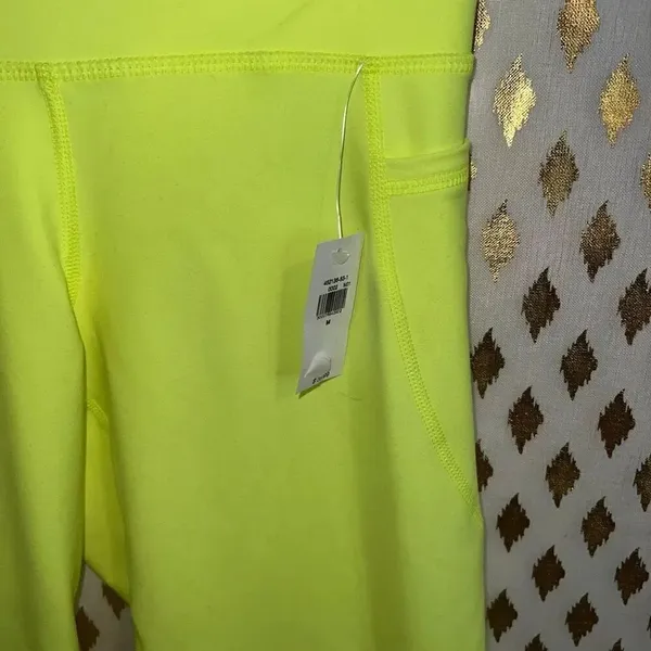 NWT Old navy ankle leggings 7/8 cut neon yellow fluorescent rave pants powersoft - Image 5