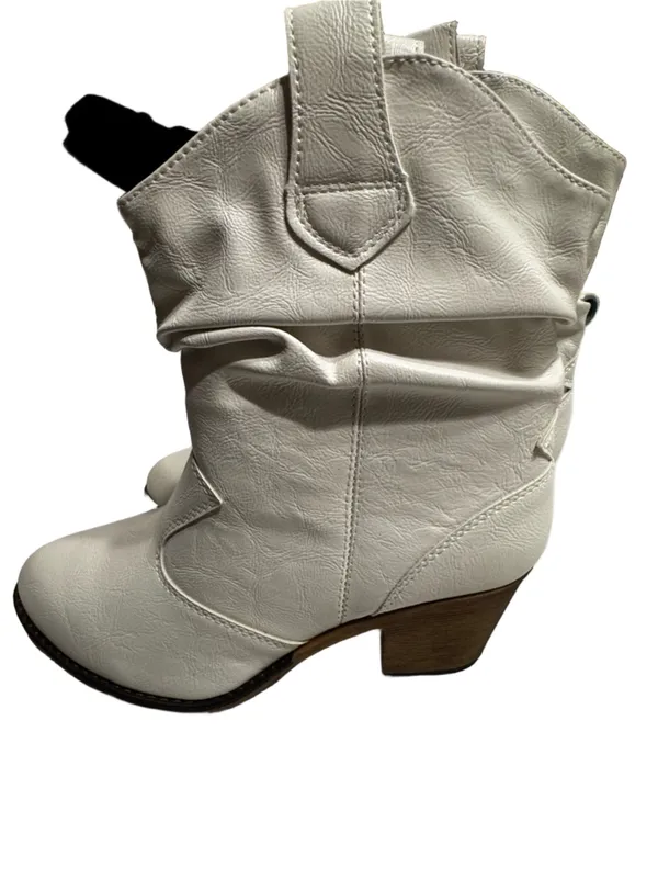 Charles Albert‎ White Faux-Leather Western Ankle Booties - Image 4