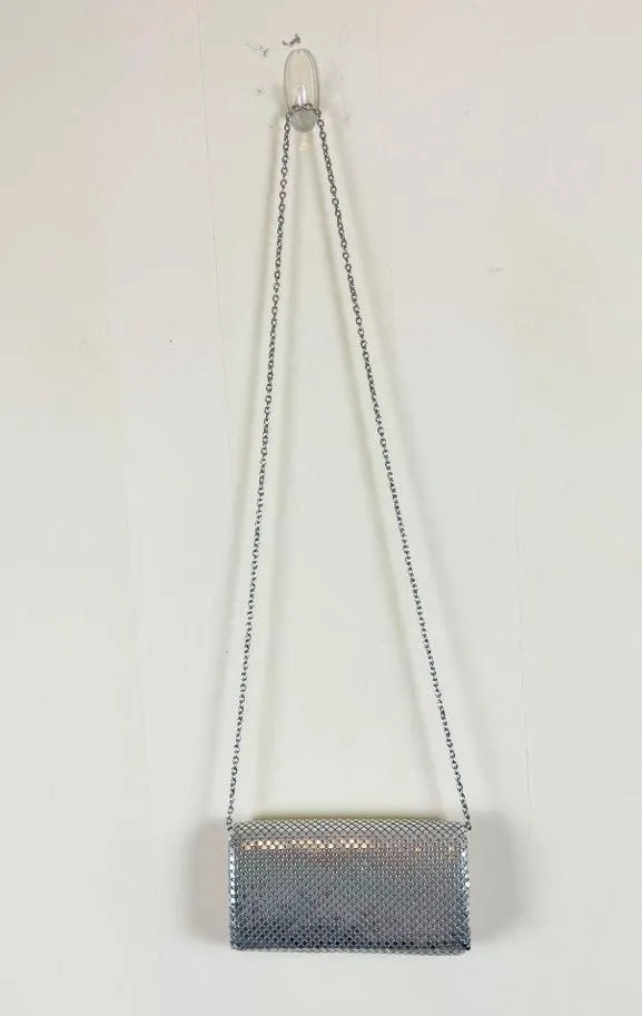 Jessica McClintock Silver Mesh Evening Bag Chain Strap Clutch - Image 9
