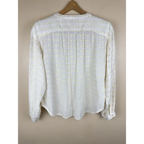 Anthropologie Pilcro Tavi Textured Blouse S Button Down Ivory Boho - Image 6