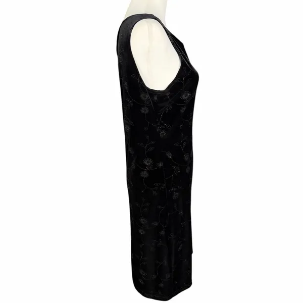 Vintage Y2K Velvet Mini Dress Size Large Black Whimsigoth Holiday Emo Shimmer - Image 5