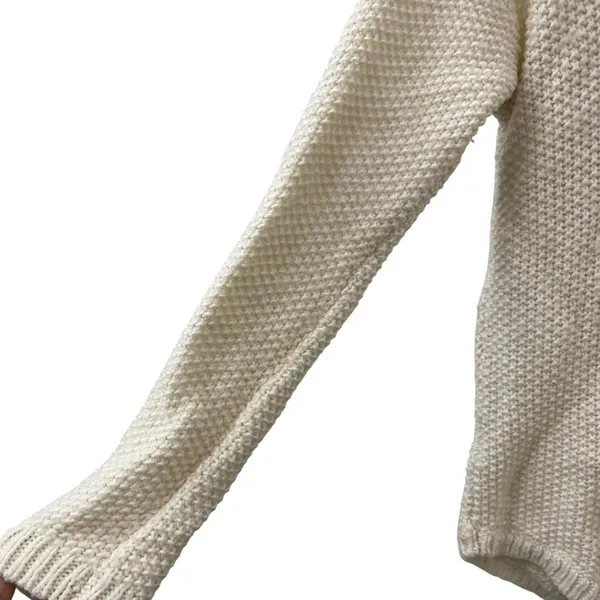 Talbots S Cable Knit Bobble Sweater Ivory Chunky Cozy Winter‎ Holiday Xmas Wool - Image 3